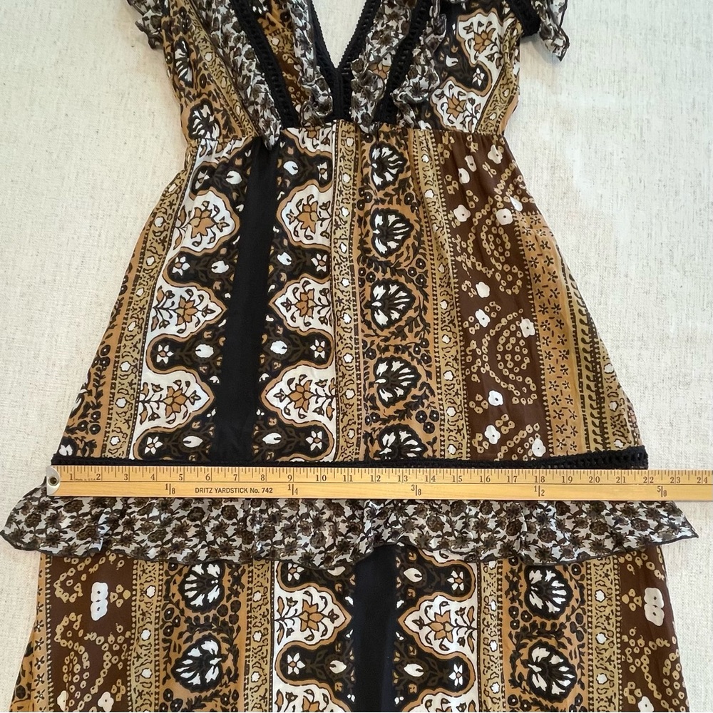 Raffaela D’Angelo Tiered Maxi Dress Size S Brown Boho Coastal Cowgirl Beach - Picture 16 of 16